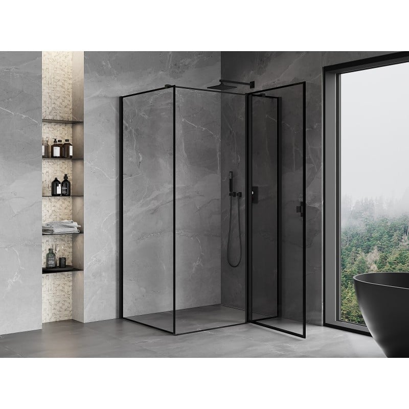 Mexen Mist T kabina prysznicowa uchylna prawa 105 x 80 cm, czarna ramka, czarna - 8A4T-105-080-70-70-P