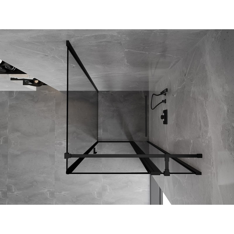 Mexen Mist T kabina prysznicowa uchylna prawa 95 x 95 cm, czarna ramka, czarna - 8A4T-095-095-70-70-P