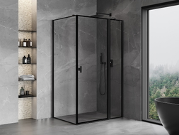 Mexen Mist T kabina prysznicowa uchylna prawa 115 x 110 cm, czarna ramka, czarna - 8A4T-115-110-70-70-P