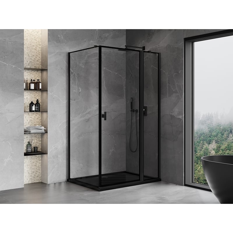 Mexen Mist T kabina prysznicowa uchylna prawa 90 x 120 cm, czarna ramka, czarna - 8A4T-090-120-70-70-P
