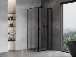 Mexen Mist T kabina prysznicowa uchylna prawa 120 x 120 cm, czarna ramka, czarna - 8A4T-120-120-70-70-P
