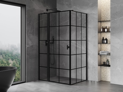 Mexen Mist T kabina prysznicowa uchylna lewa 105 x 90 cm, czarna kratka, czarna - 8A4T-105-090-70-77-L