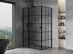 Mexen Mist T kabina prysznicowa uchylna lewa 120 x 90 cm, czarna kratka, czarna - 8A4T-120-090-70-77-L