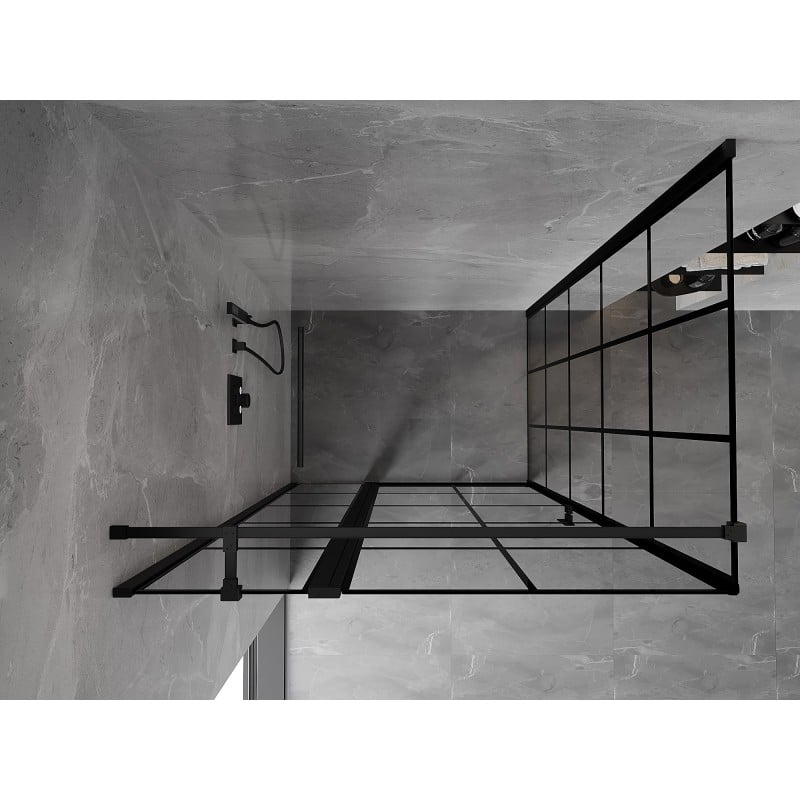 Mexen Mist T kabina prysznicowa uchylna lewa 95 x 100 cm, czarna kratka, czarna - 8A4T-095-100-70-77-L