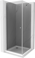 Mexen Pretoria kabina prysznicowa uchylna 90 x 90 cm, grafit , chrom + brodzik Flat - 852-090-090-01-40-4010