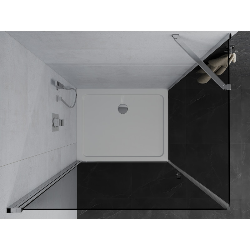 Mexen Pretoria kabina prysznicowa uchylna 90 x 110 cm, grafit, chrom + brodzik Flat - 852-090-110-01-40-4010