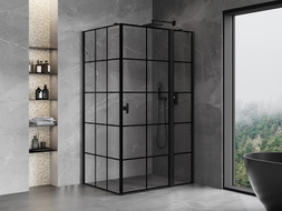 Mexen Mist T kabina prysznicowa uchylna prawa 90 x 85 cm, czarna kratka, czarna - 8A4T-090-085-70-77-P