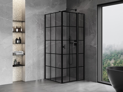 Mexen Mist T kabina prysznicowa uchylna prawa 90 x 90 cm, czarna kratka, czarna - 8A4T-090-090-70-77-P