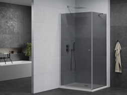 Mexen Pretoria kabina prysznicowa uchylna 90 x 120 cm, grafit, chrom + brodzik Flat - 852-090-120-01-40-4010