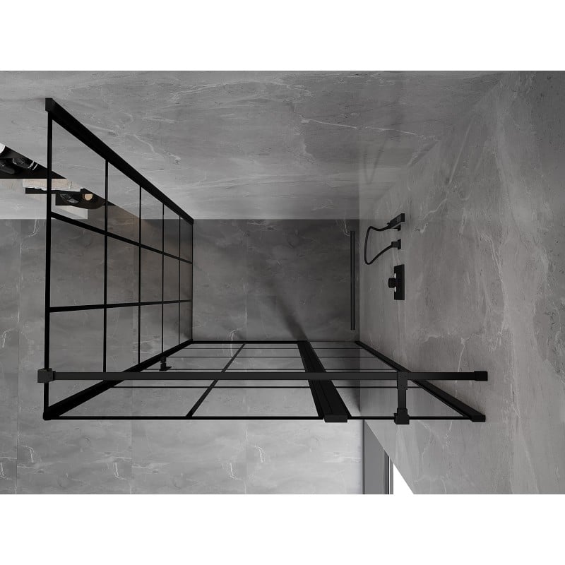 Mexen Mist T kabina prysznicowa uchylna prawa 110 x 95 cm, czarna kratka, czarna - 8A4T-110-095-70-77-P