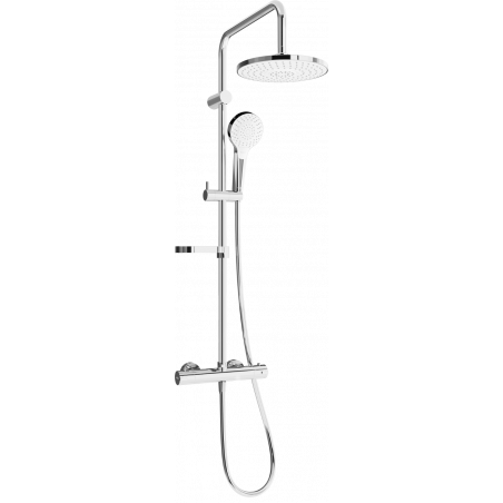 Mexen KX05 zestaw prysznicowy natynkowy z deszczownicą i baterią termostatyczną, chrom/biały - 771500591-00