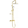 Mexen KX05 zestaw prysznicowy natynkowy z deszczownicą i baterią termostatyczną, złoty/biały - 771500591-50