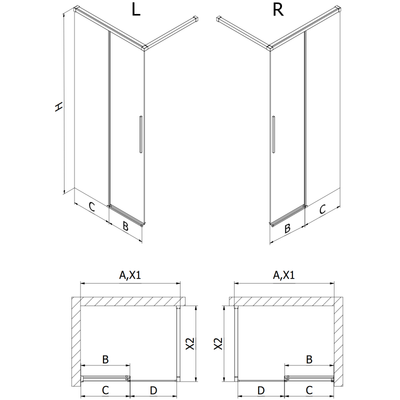 Mexen Rox ścianka prysznicowa Walk-in 110 x 200 cm, transparent 8 mm, czarna - 8C2-110-003-70-00