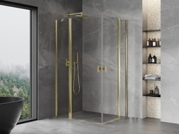 Mexen Mist Duo kabina prysznicowa uchylna 90 x 75 cm, transparent, złota - 8A4-090-075-50-00