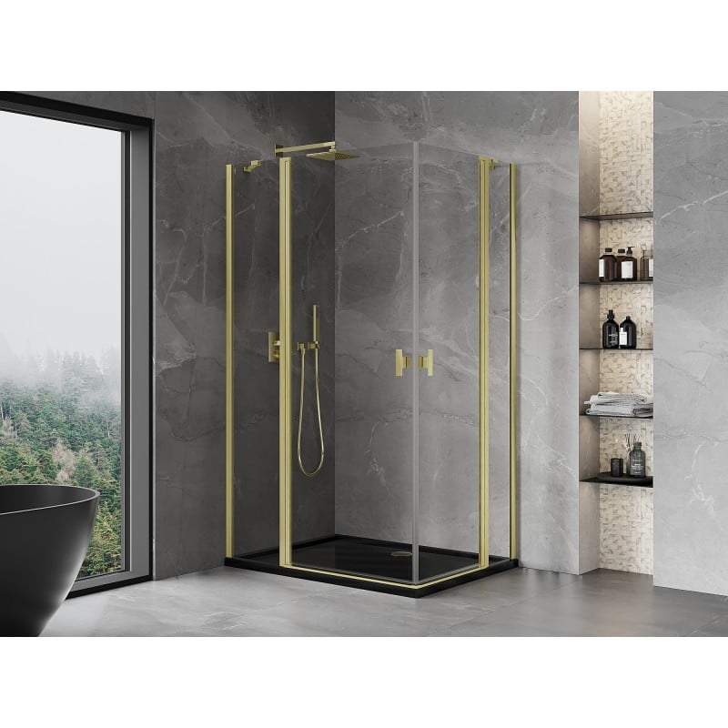 Mexen Mist Duo kabina prysznicowa uchylna 105 x 95 cm, transparent, złota szczotkowana - 8A4-105-095-55-00
