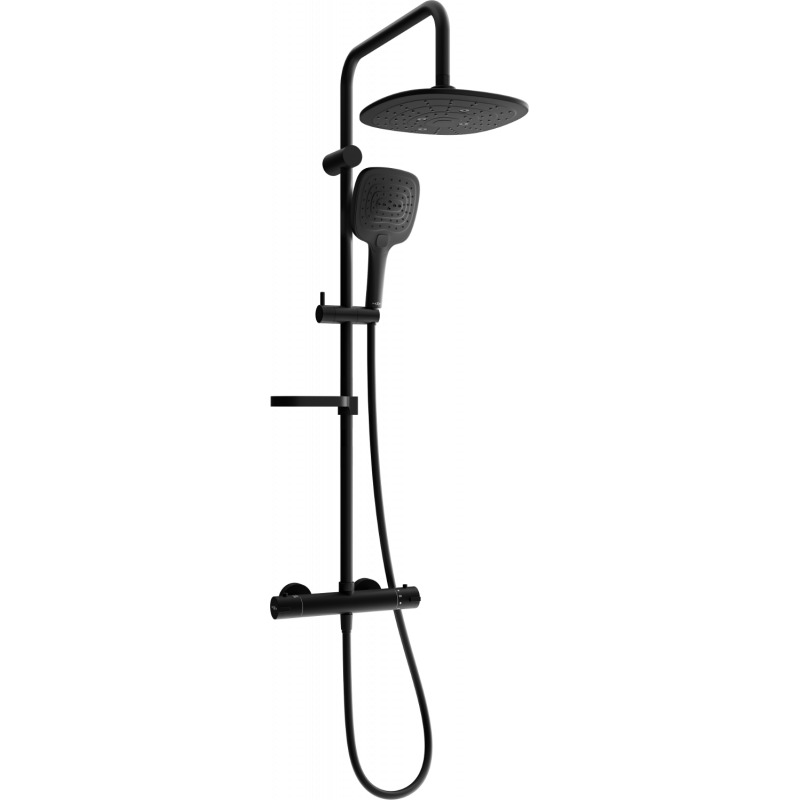 Mexen KX17 zestaw prysznicowy natynkowy z deszczownicą i baterią termostatyczną, czarny - 771501791-70
