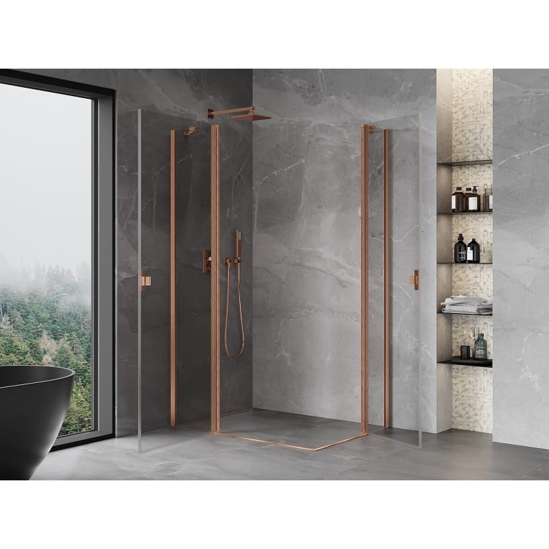 Mexen Mist Duo kabina prysznicowa uchylna 105 x 75 cm, transparent, miedź szczotkowana - 8A4-105-075-65-00