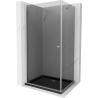 Mexen Pretoria kabina prysznicowa uchylna 70 x 110 cm, grafit, chrom + brodzik Flat, czarny - 852-070-110-01-40-4070