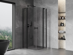 Mexen Mist Duo kabina prysznicowa uchylna 90 x 90 cm, transparent, czarna - 8A4-090-090-70-00