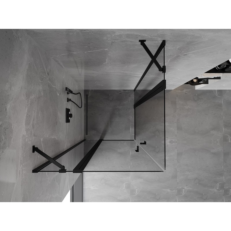 Mexen Mist Duo kabina prysznicowa uchylna 90 x 90 cm, transparent, czarna - 8A4-090-090-70-00