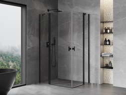 Mexen Mist Duo kabina prysznicowa uchylna 115 x 95 cm, transparent, czarna - 8A4-115-095-70-00