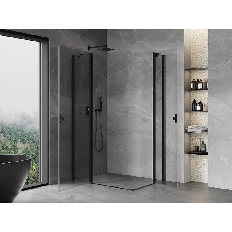 Mexen Mist Duo kabina prysznicowa uchylna 120 x 105 cm, transparent, czarna - 8A4-120-105-70-00
