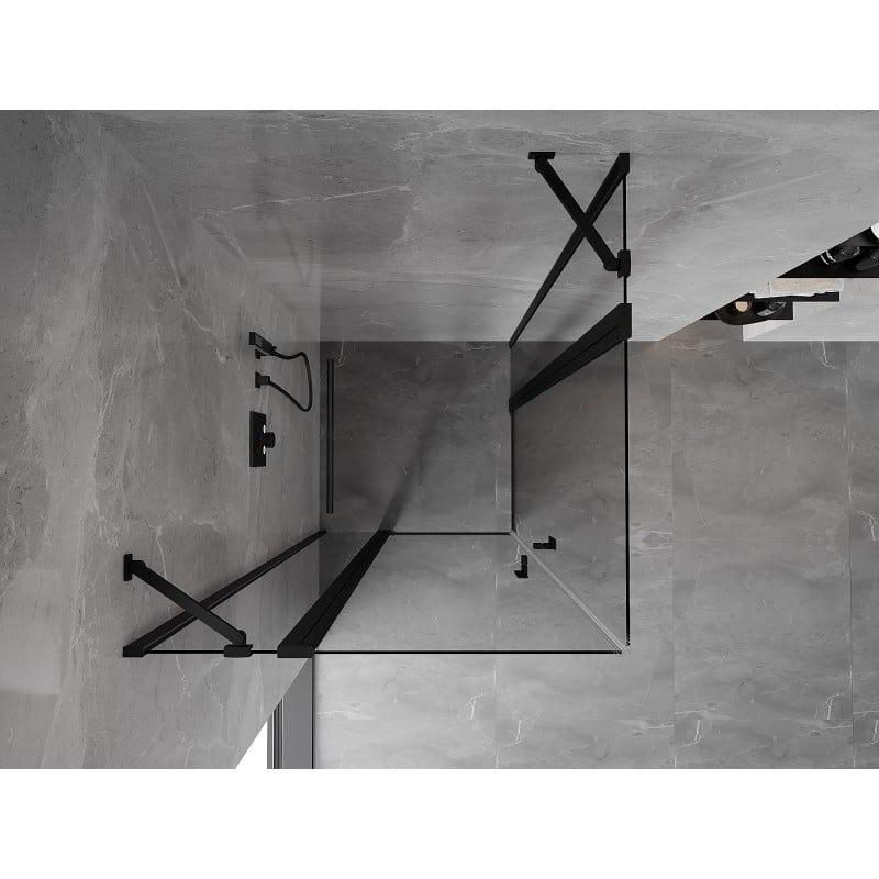 Mexen Mist Duo kabina prysznicowa uchylna 110 x 110 cm, transparent, czarna - 8A4-110-110-70-00