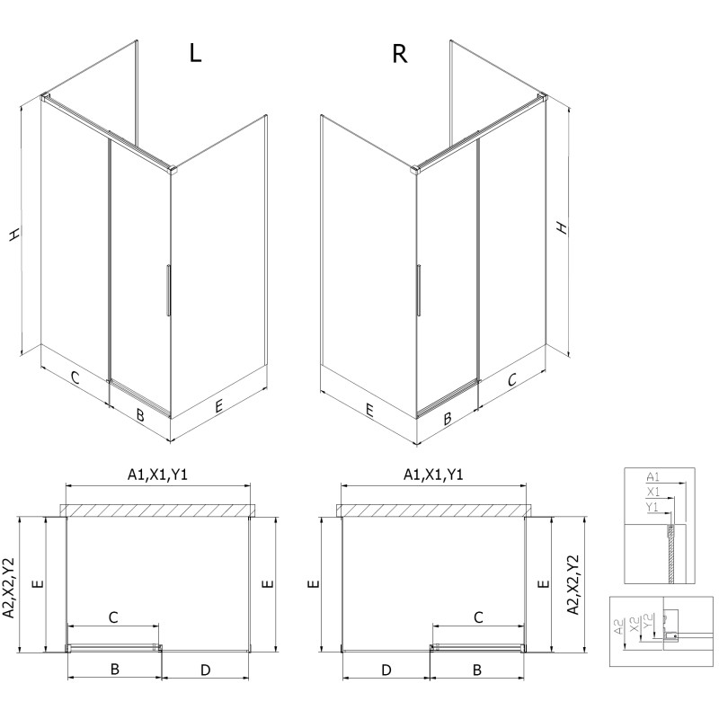 Mexen Rox-3S kabina prysznicowa 3-ścienna rozsuwana 150 x 70 cm, transparent, chrom - 8C2-150-070-01-00-3S