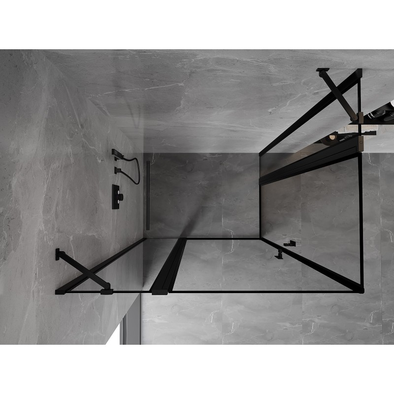 Mexen Mist Duo kabina prysznicowa uchylna 115 x 75 cm, czarna ramka, czarna - 8A4-115L-075P-70-70