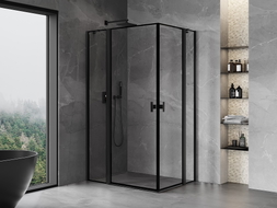 Mexen Mist Duo kabina prysznicowa uchylna 115 x 80 cm, czarna ramka, czarna - 8A4-115L-080P-70-70