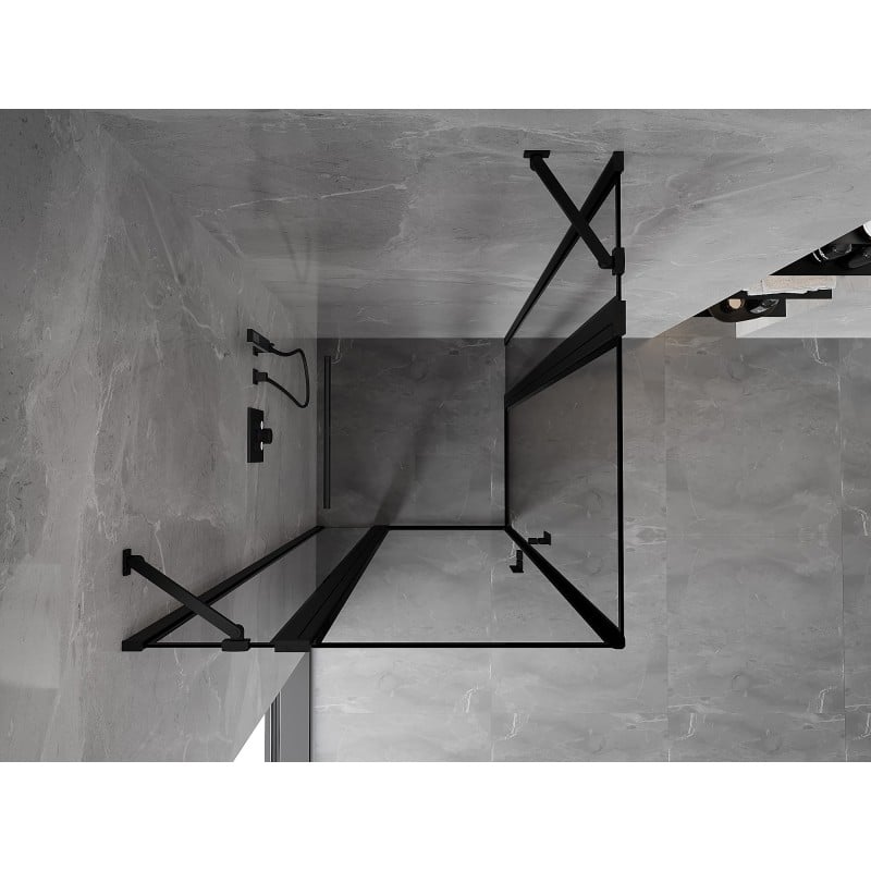Mexen Mist Duo kabina prysznicowa uchylna 90 x 90 cm, czarna ramka, czarna - 8A4-090L-090P-70-70