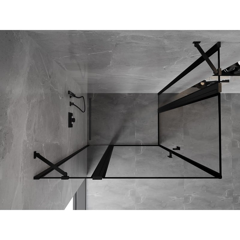 Mexen Mist Duo kabina prysznicowa uchylna 105 x 100 cm, czarna ramka, czarna - 8A4-105L-100P-70-70