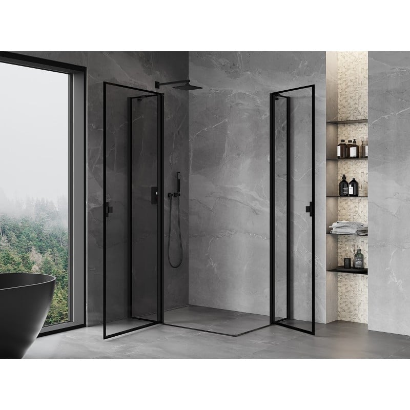 Mexen Mist Duo kabina prysznicowa uchylna 110 x 105 cm, czarna ramka, czarna - 8A4-110L-105P-70-70