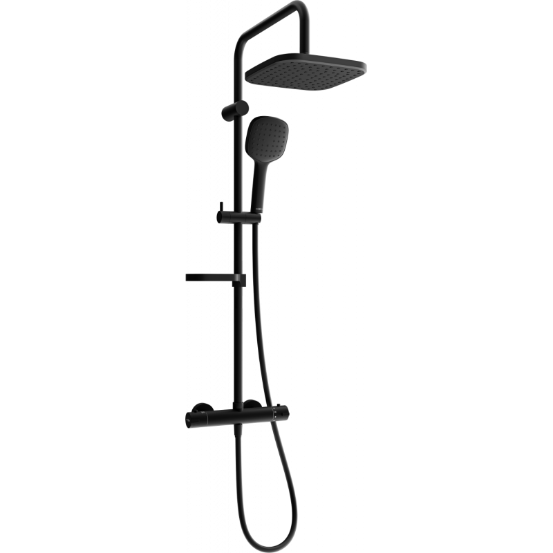 Mexen KX33 zestaw prysznicowy natynkowy z deszczownicą i baterią termostatyczną, czarny - 771503391-70