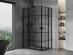 Mexen Mist Duo kabina prysznicowa uchylna 120 x 80 cm, czarna kratka, czarna - 8A4-120L-080P-70-77