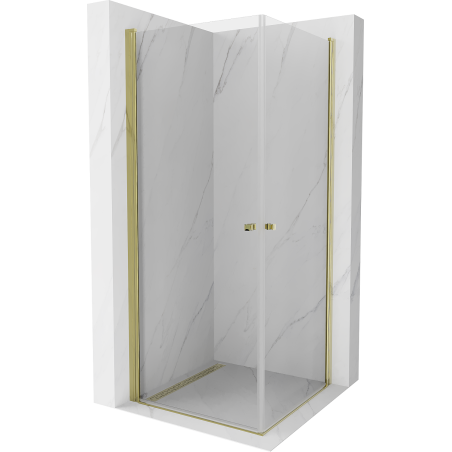 Mexen Pretoria Duo kabina prysznicowa uchylna 100 x 100 cm, transparent, złota - 852-100-100-50-00-02