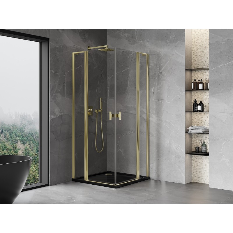 Mexen Mist L Duo kabina prysznicowa uchylna 95 x 95 cm, transparent, złota - 8A4L-095-095-50-00