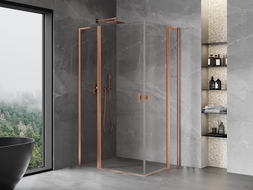Mexen Mist L Duo kabina prysznicowa uchylna 95 x 90 cm, transparent, miedź szczotkowana - 8A4L-095-090-65-00