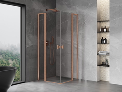 Mexen Mist L Duo kabina prysznicowa uchylna 95 x 95 cm, transparent, miedź szczotkowana - 8A4L-095-095-65-00