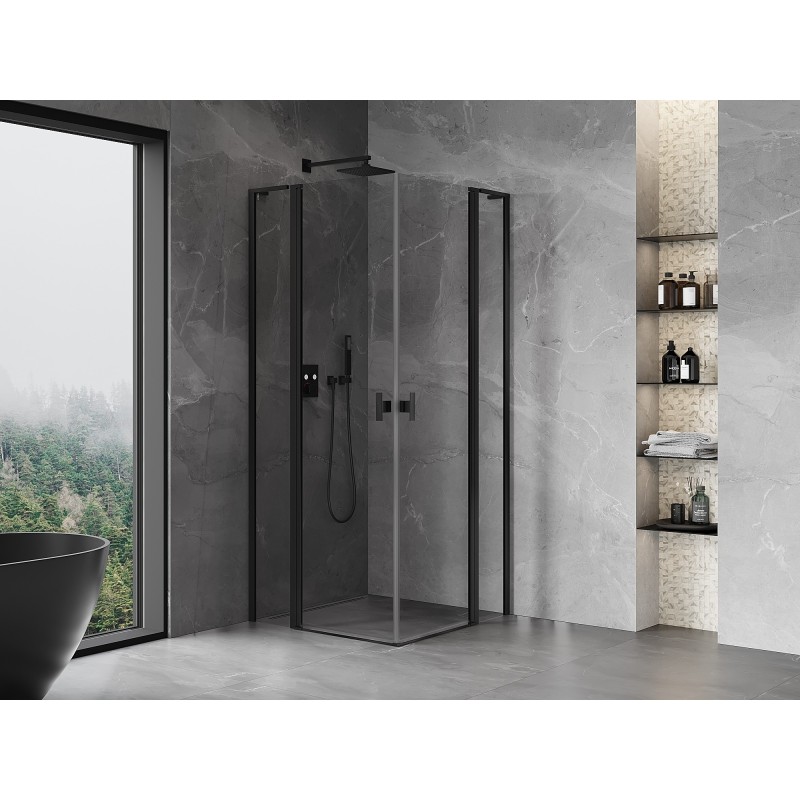 Mexen Mist L Duo kabina prysznicowa uchylna 110 x 110 cm, transparent, czarna - 8A4L-110-110-70-00