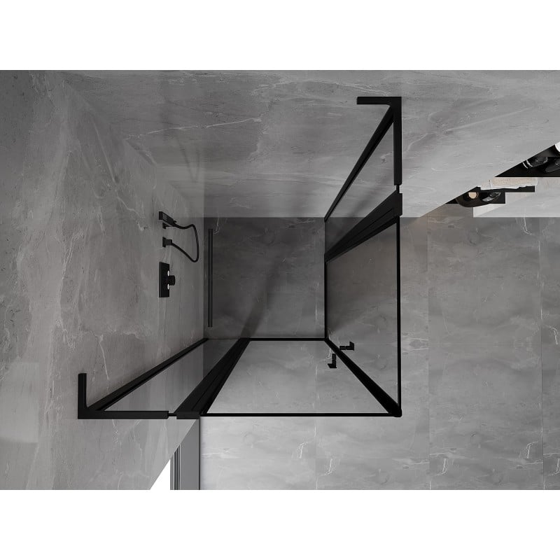 Mexen Mist L Duo kabina prysznicowa uchylna 90 x 90 cm, czarna ramka, czarna - 8A4L-090L-090P-70-70