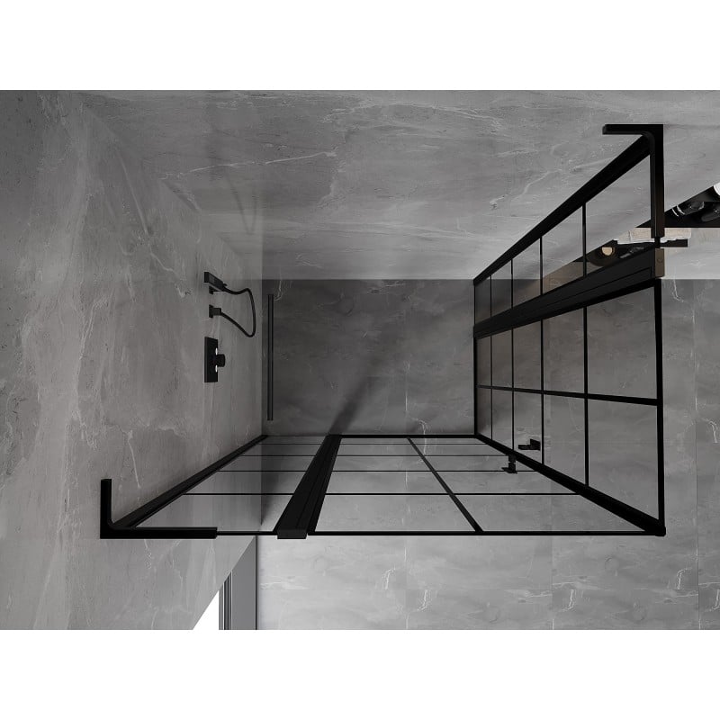 Mexen Mist L Duo kabina prysznicowa uchylna 120 x 100 cm, czarna kratka, czarna - 8A4L-120L-100P-70-77