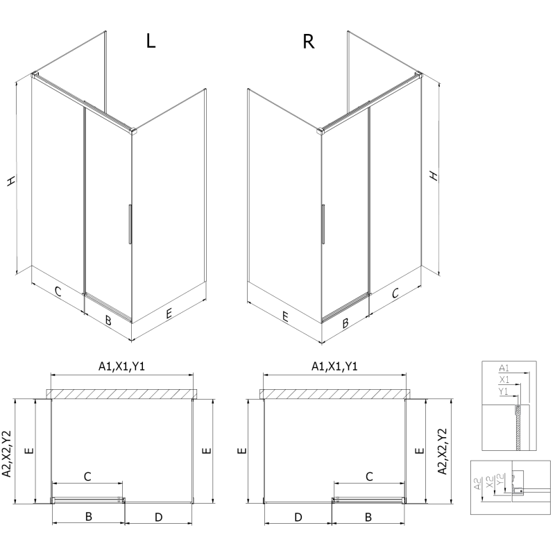 Mexen Rox-3S kabina prysznicowa 3-ścienna rozsuwana 130 x 110 cm, transparent, chrom - 8C2-130-110-01-00-3S