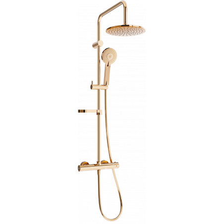 Mexen KX40 zestaw prysznicowy natynkowy z deszczownicą i baterią termostatyczną, różowe złoto - 771504091-60