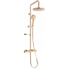 Mexen KX40 zestaw prysznicowy natynkowy z deszczownicą i baterią termostatyczną, różowe złoto - 771504091-60