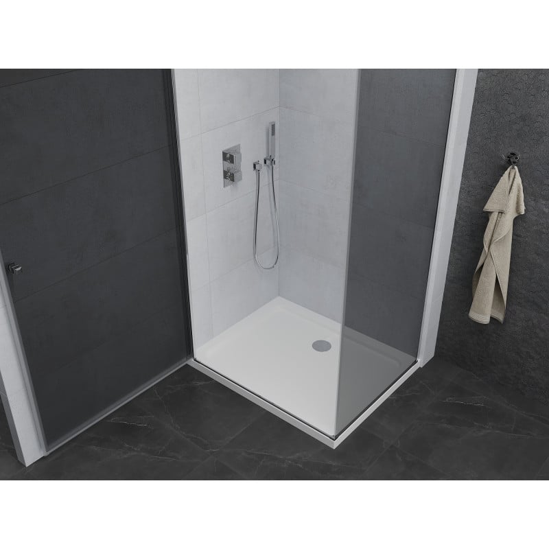Mexen Pretoria kabina prysznicowa uchylna 100 x 70 cm, grafit, chrom + brodzik Flat - 852-100-070-01-40-4010