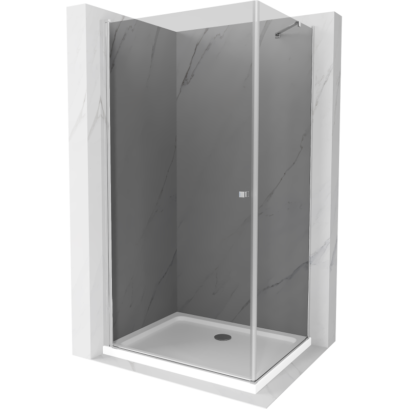 Mexen Pretoria kabina prysznicowa uchylna 100 x 80 cm, grafit, chrom + brodzik Flat - 852-100-080-01-40-4010