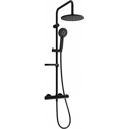 Mexen KX40 zestaw prysznicowy natynkowy z deszczownicą i baterią termostatyczną, czarny - 771504091-70