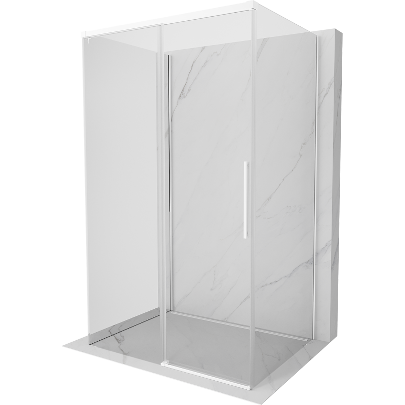 Mexen Rox-3S kabina prysznicowa 3-ścienna rozsuwana 160 x 75 cm, transparent, biała - 8C2-160-075-20-00-3S
