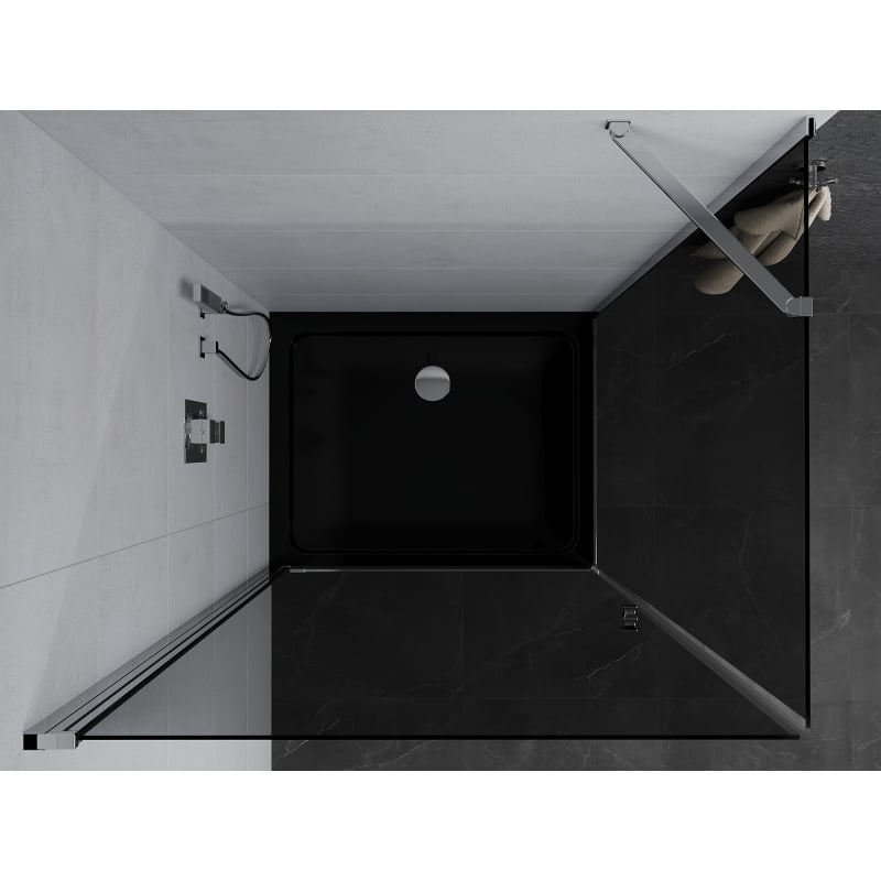 Mexen Pretoria kabina prysznicowa uchylna 100 x 70 cm, grafit, chrom + brodzik Flat, czarny - 852-100-070-01-40-4070